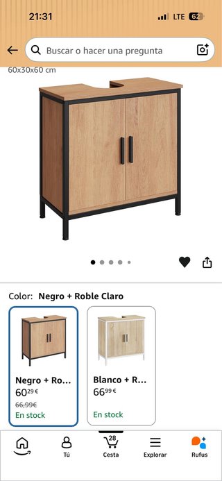 Mueble de baño madera y metal