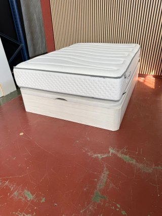 Canape Madera Blanco Artico 135x190 y Colchón