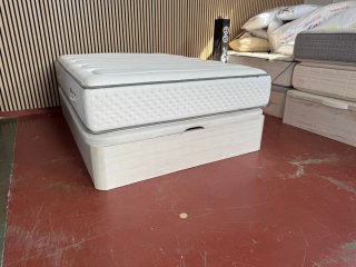 Canape Madera Blanco Artico 135x190 y Colchón