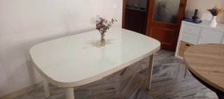Mesa extensible vintage blanca