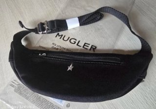 Borsa a spalla Mugler nera con stella argentata