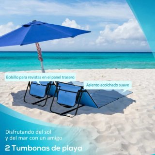 2 Tumbonas Playa Plegables Azul
