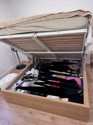 Cama abatible madera y tela