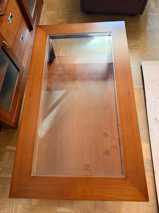 Mesa de centro de madera y cristal