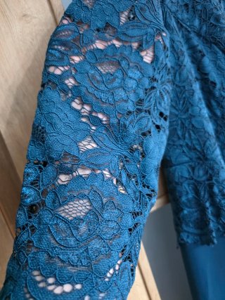 Vestido fiesta largo azul verdoso