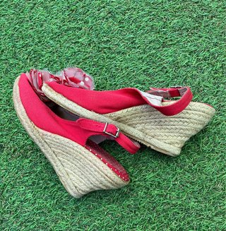Alpargatas cuña mujer talla 37 rojas