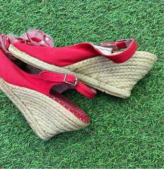 Alpargatas cuña mujer talla 37 rojas