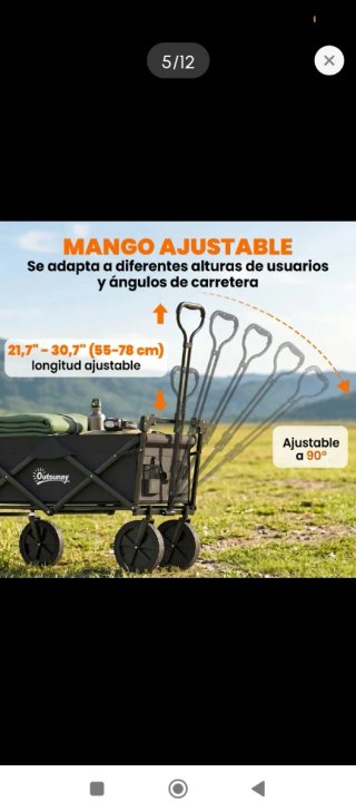 Carro Plegable Playa con Toldo Negro