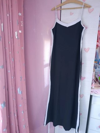 Vestido largo verano negro y blanco