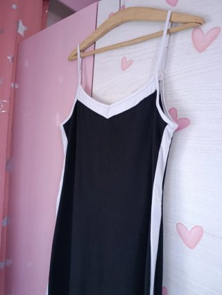Vestido largo verano negro y blanco