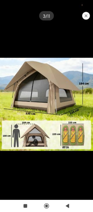 Tenda da campeggio beige per attività all'aperto