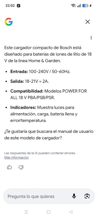 Cargador Batería Bosch 18V Compact Charger