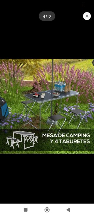 Mesa Plegable Jardín con 4 Sillas