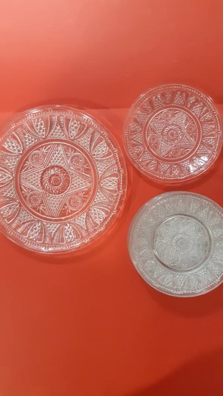 Juego 7 Platos Vintage Cristal Decorados