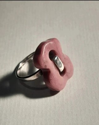 Anillo Tous Plata y Rodonita Rosa, diám. 16,1 mm