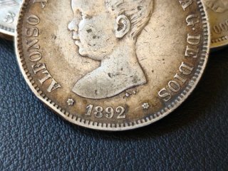 Moneda 5 Pesetas 1892 Plata