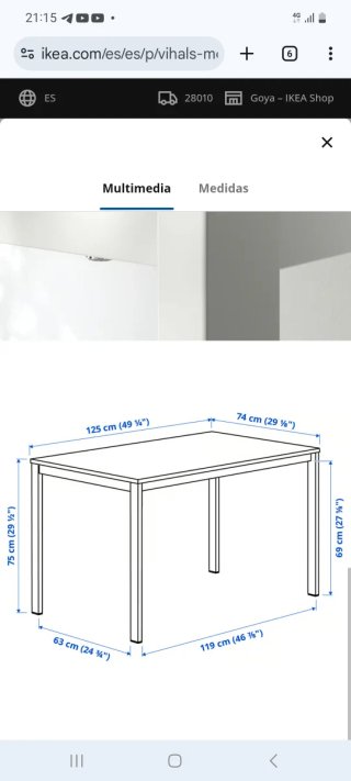 Mesa comedor Ikea Melltorp blanca