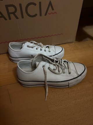 Converse plataforma polipiel blancas