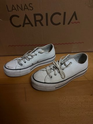 Converse plataforma polipiel blancas