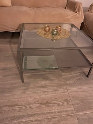 Mesa de centro cristal y metal