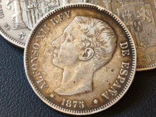 Moneda 5 Pesetas 1875 Plata