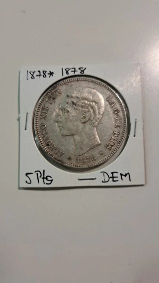 Moneda 5 Pesetas 1875 Plata