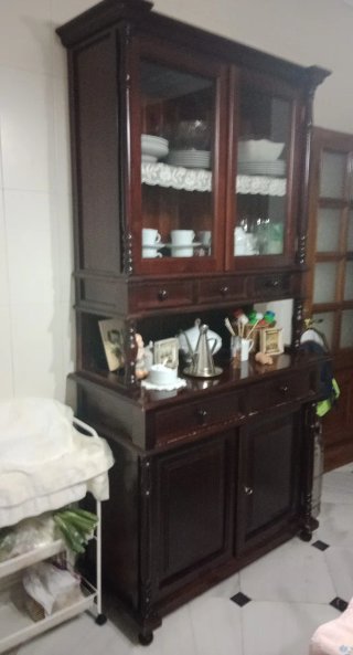 Vitrina Rústica Cocina Madera y Cristal