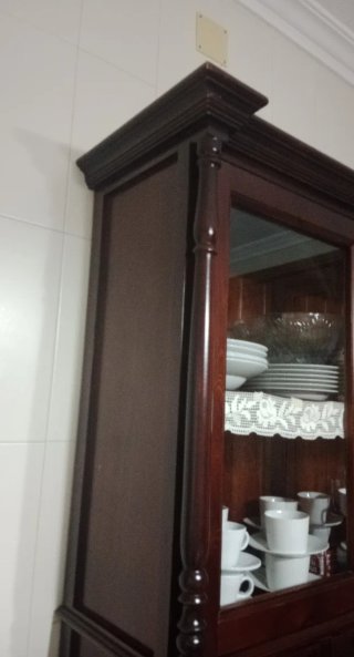 Vitrina Rústica Cocina Madera y Cristal