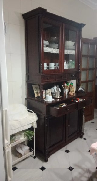 Vitrina Rústica Cocina Madera y Cristal