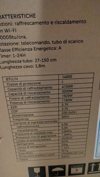 Condizionatore Portatile Caldo/Freddo 14000BTU
