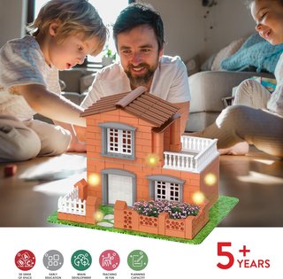Juego construcción casa ladrillos luces niños