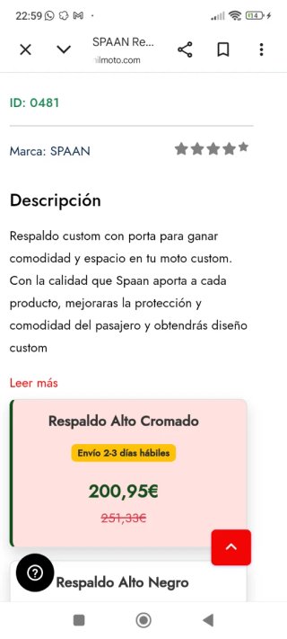Respaldo c/portaequipaje Kawasaki VN800