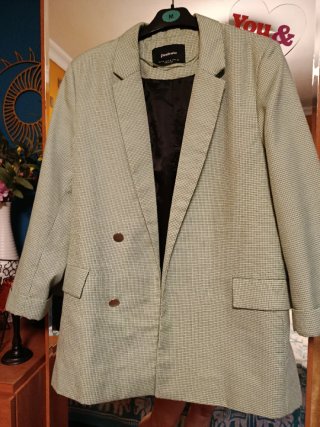 Blazer Stradivarius cuadros verde Talla M