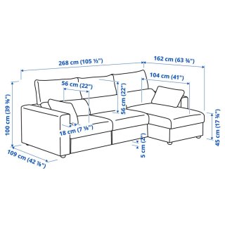 Sofá de 3 plazas con chaiselongue ESKILSTUNA de IK