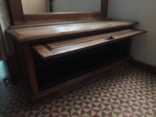 Mueble recibidor madera maciza con espejo