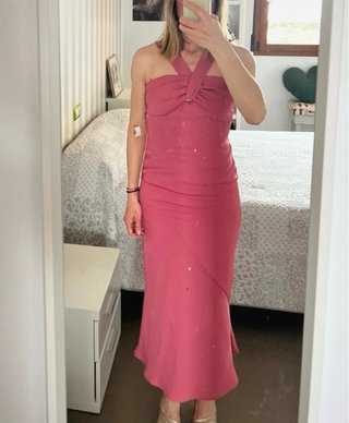 Vestido fiesta largo Lady Pipa rosa T.M