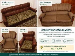 Conjunto Sofás Clásicos 3+2 Plazas y 2 Sillones