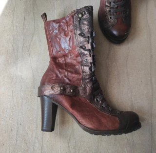Vic Matie' Stivaletti in cuoio marrone e bronzo