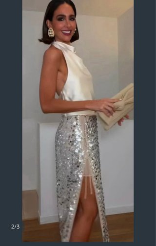 Falda asimétrica lentejuelas Zara T M Colección