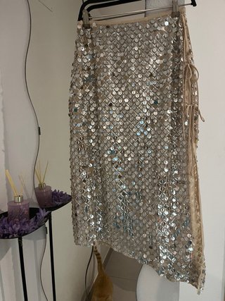 Falda asimétrica lentejuelas Zara T M Colección