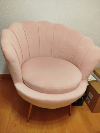 Sillón terciopelo rosa concha