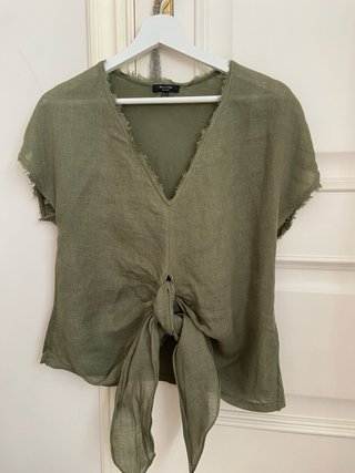 Camiseta Massimo Dutti verde anudada