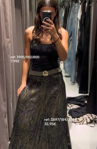 Falda midi Zara estampado animal
