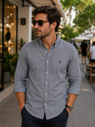 Camisa Polo Ralph Lauren Gris