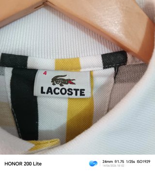 Polo Lacoste Rayas Blanco, Amarillo y Negro