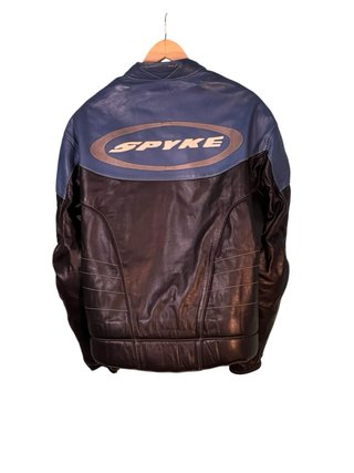 Chaqueta de cuero SPYKE Moto Azul y negra