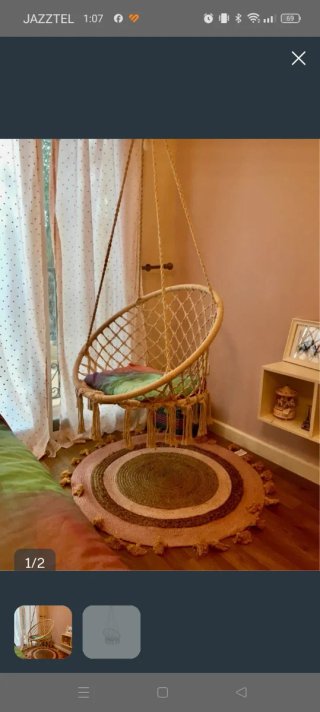 Silla colgante de yute y ratán