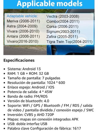 Pantalla CarPlay, para Opel