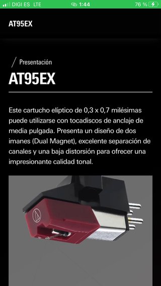 Cápsula Audio-Technica AT-VM95E Aguja Elíptica