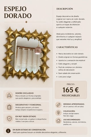 Espejo Decorativo Dorado